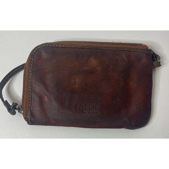 Rustic Fossil Brown  Leather Wallet/Wristlet - Picture 2 of 4